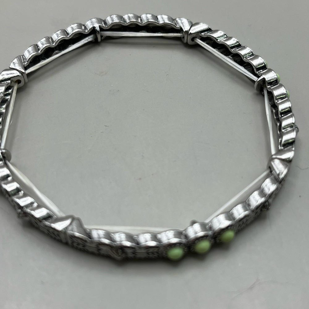Silver and Green Women's Bracelet - Picture 3 of 4